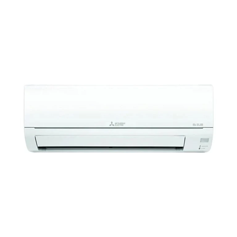 Unit indoor Mitsubishi Electric dengan panel depan putih