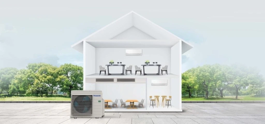 Diagram penempatan beberapa unit AC pada rumah dua lantai